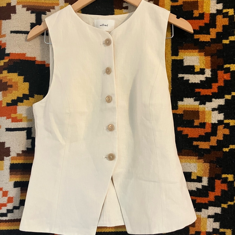 Wilfred Linen Ivory Button-Up Vest